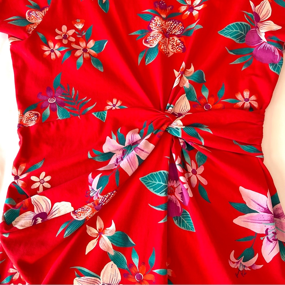 NWT Old Navy Red Floral Twist-Front Sheath Dress Size 1X